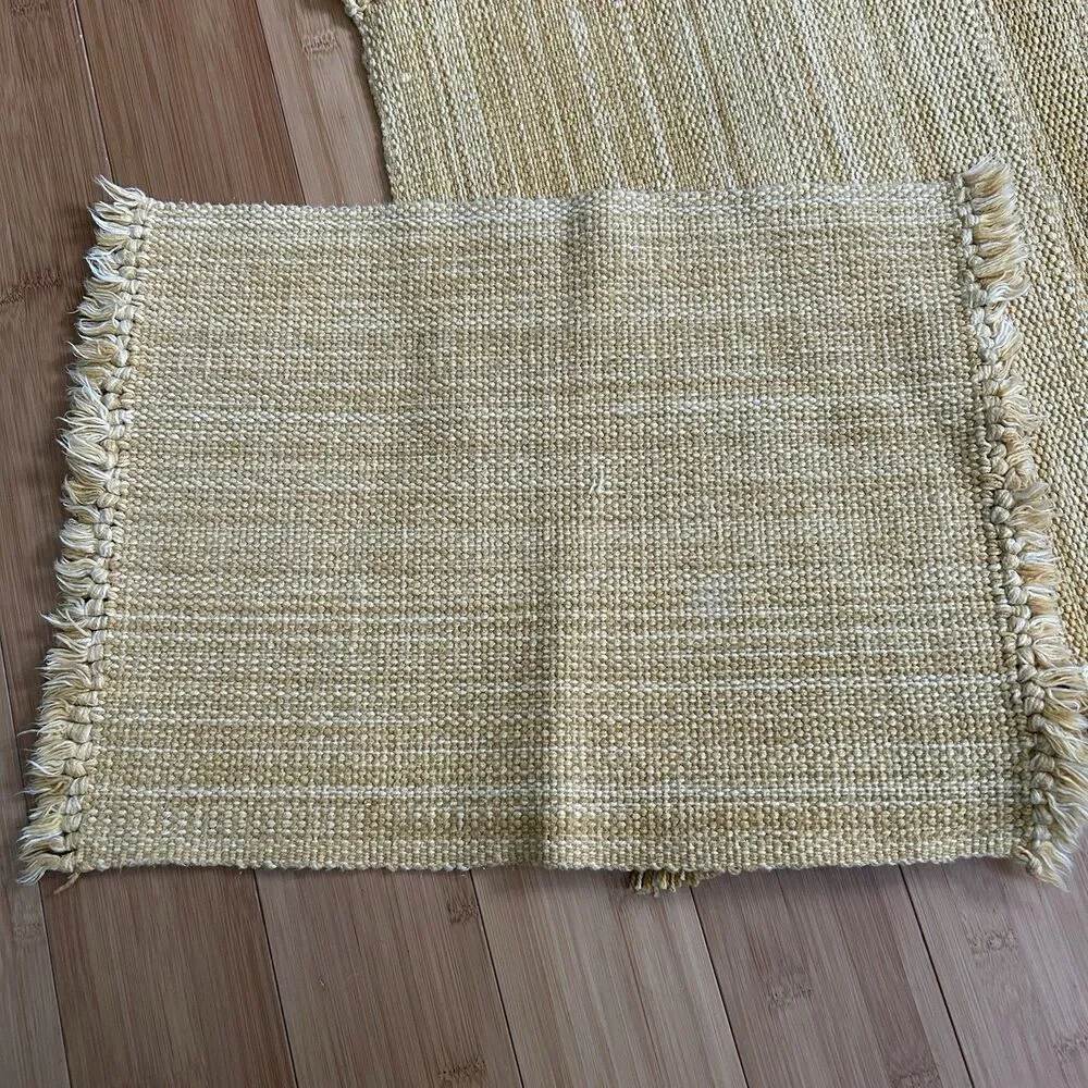 Vintage Yellow Woven Fabric Placemats Set Of 6 Dinner Table